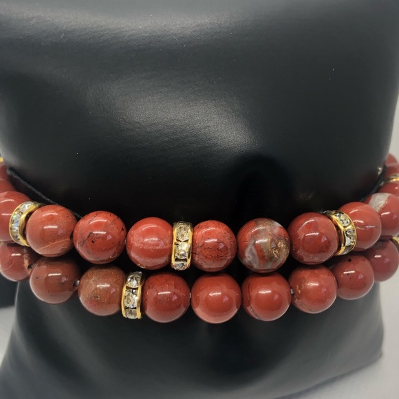 (SOLD) Red Jasper Beaded Bracelet - Picture 2 of 5